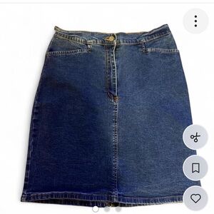 Bill Blass Blue Denim Midi Skirt